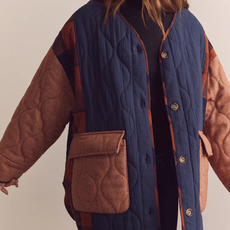 Amente - Veste Matelassée Réversible - Bleu/Marron