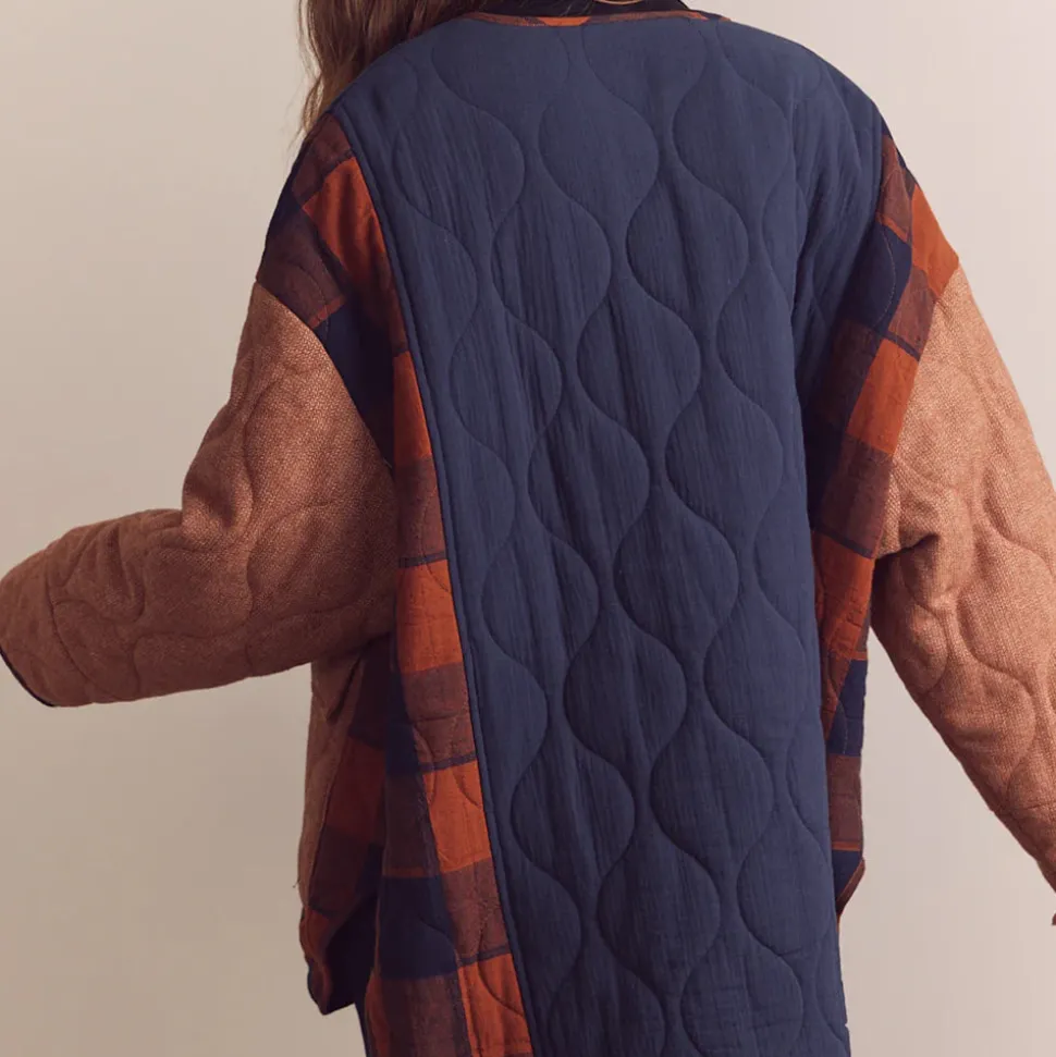 Amente - Veste Matelassée Réversible - Bleu/Marron