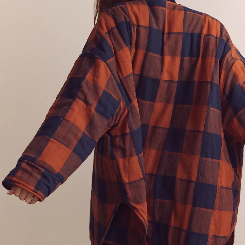 Amente - Veste Matelassée Réversible - Bleu/Marron
