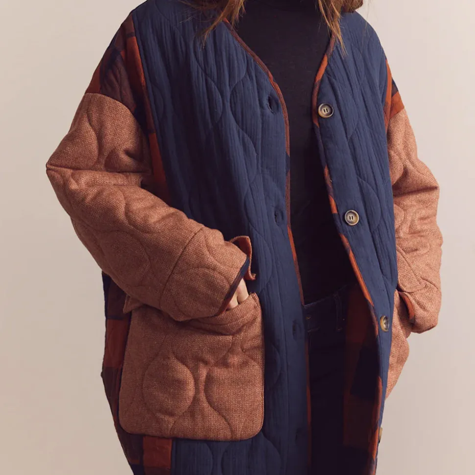 Amente - Veste Matelassée Réversible - Bleu/Marron