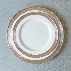 Assiette à dessert céramique et étain