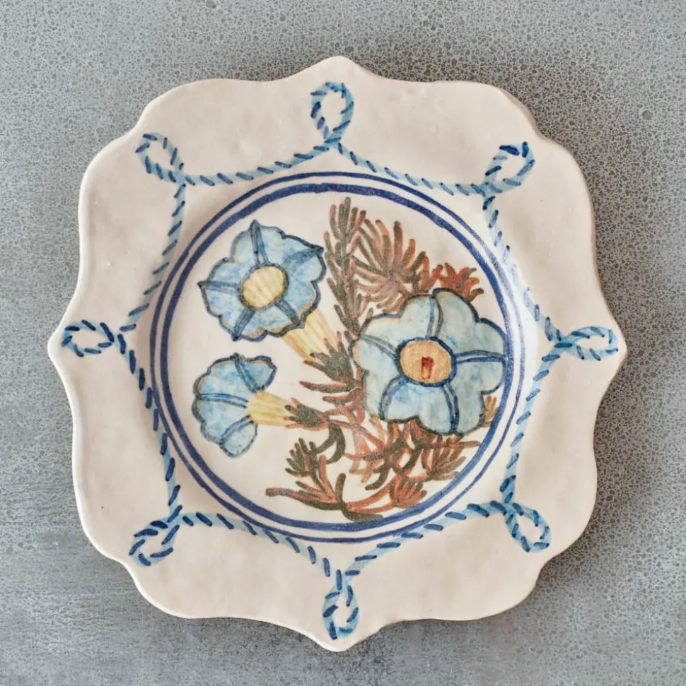Assiette Carré - Fleurs Bleues