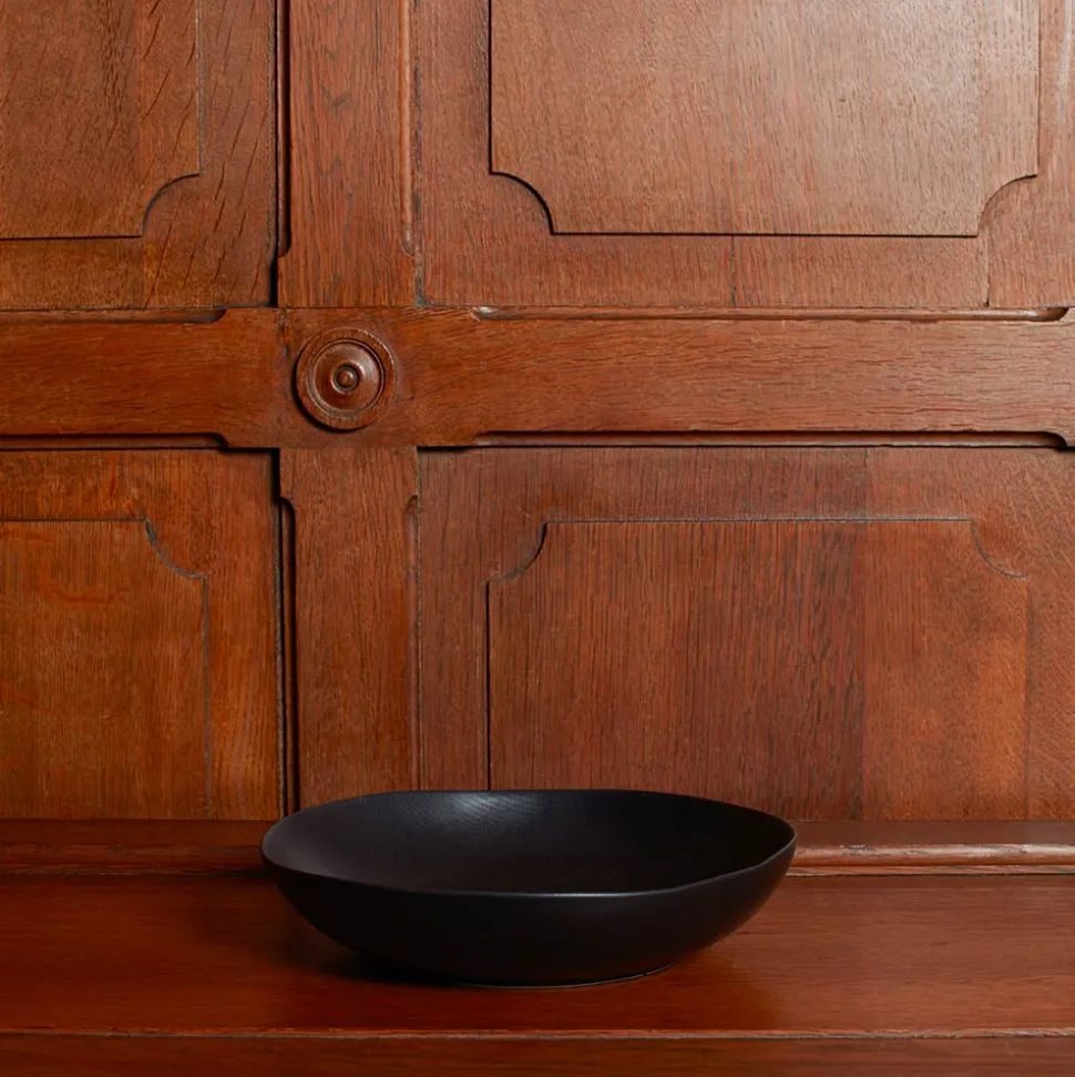 Assiette creuse en grès - Noir