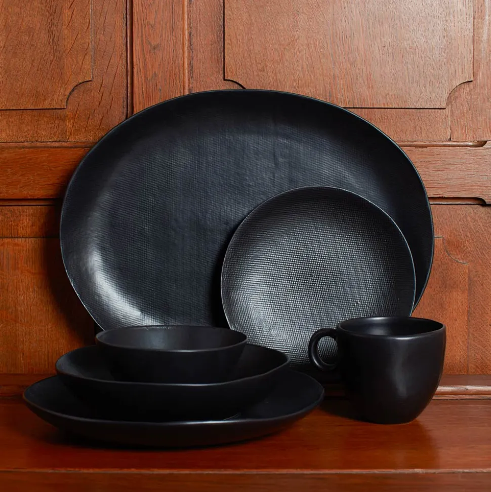 Assiette creuse en grès - Noir