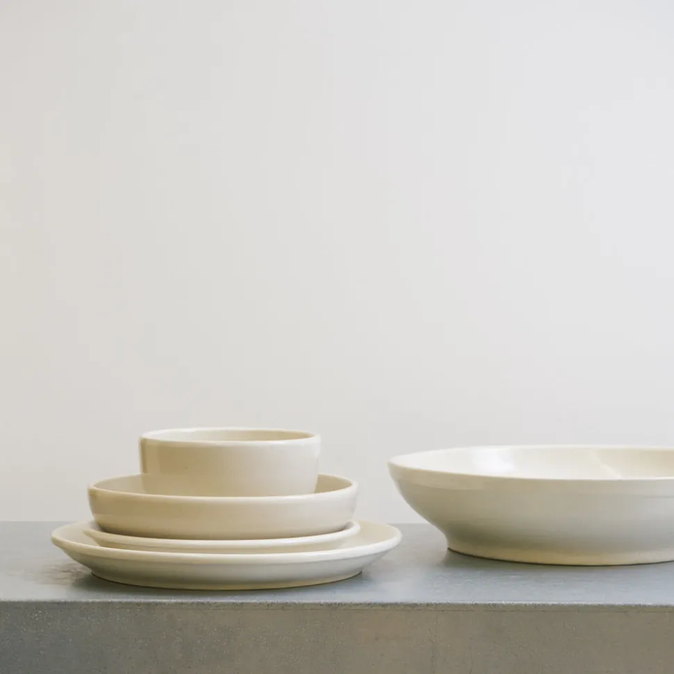 Assiette creuse en grès fin - Blanc