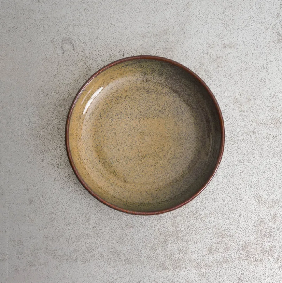 Assiette creuse en grès émaillé Jaspe - Vert