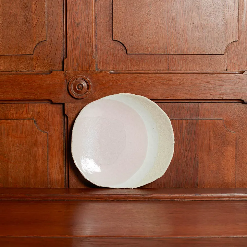 Assiette en grès émaillé Wabi - Rose