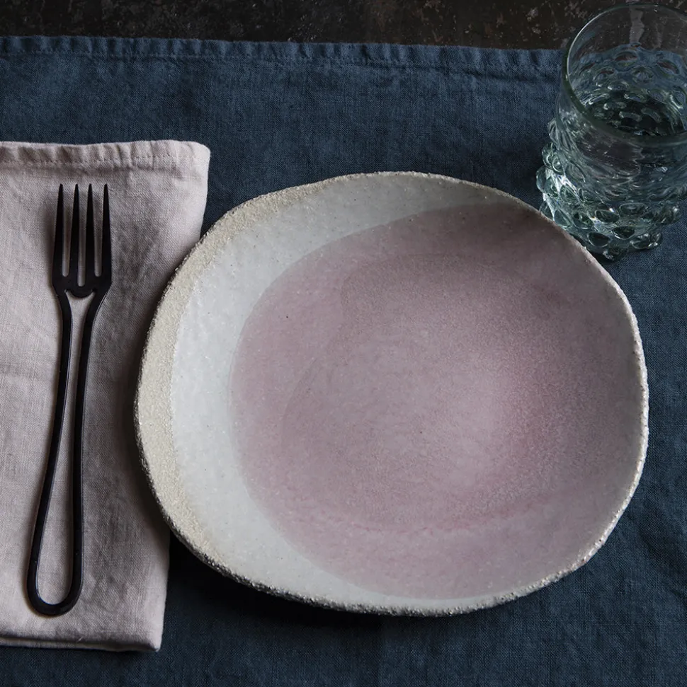 Assiette en grès émaillé Wabi - Rose