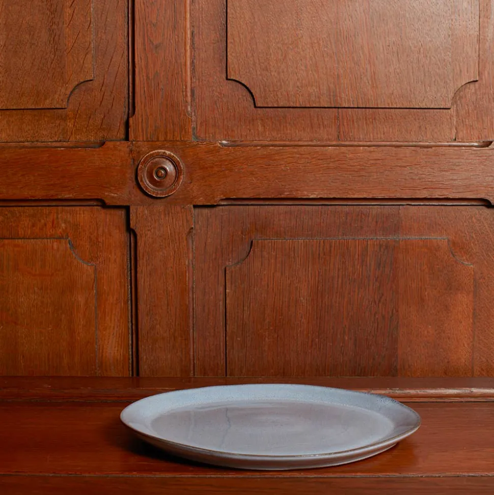 Assiette plate en faïence - Bleu Clair