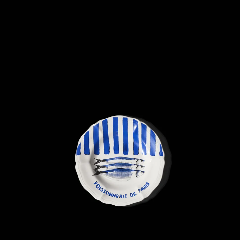 Assiette plate en faïence Poissonnerie