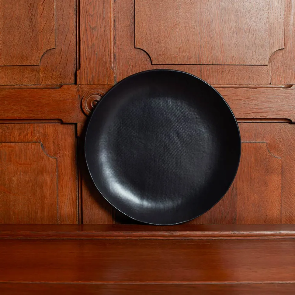 Assiette plate en grès - Noir