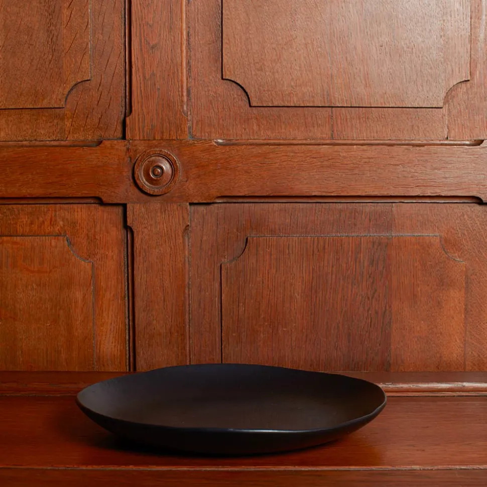 Assiette plate en grès - Noir