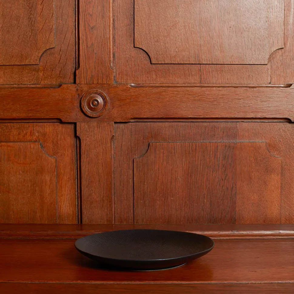 Assiette plate en grès - Noir