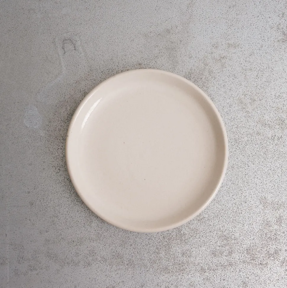 Assiette plate en grès fin - Blanc