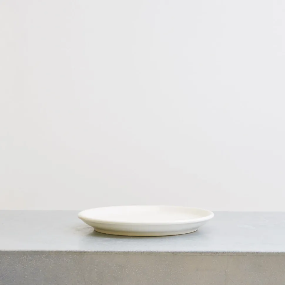 Assiette plate en grès fin - Blanc