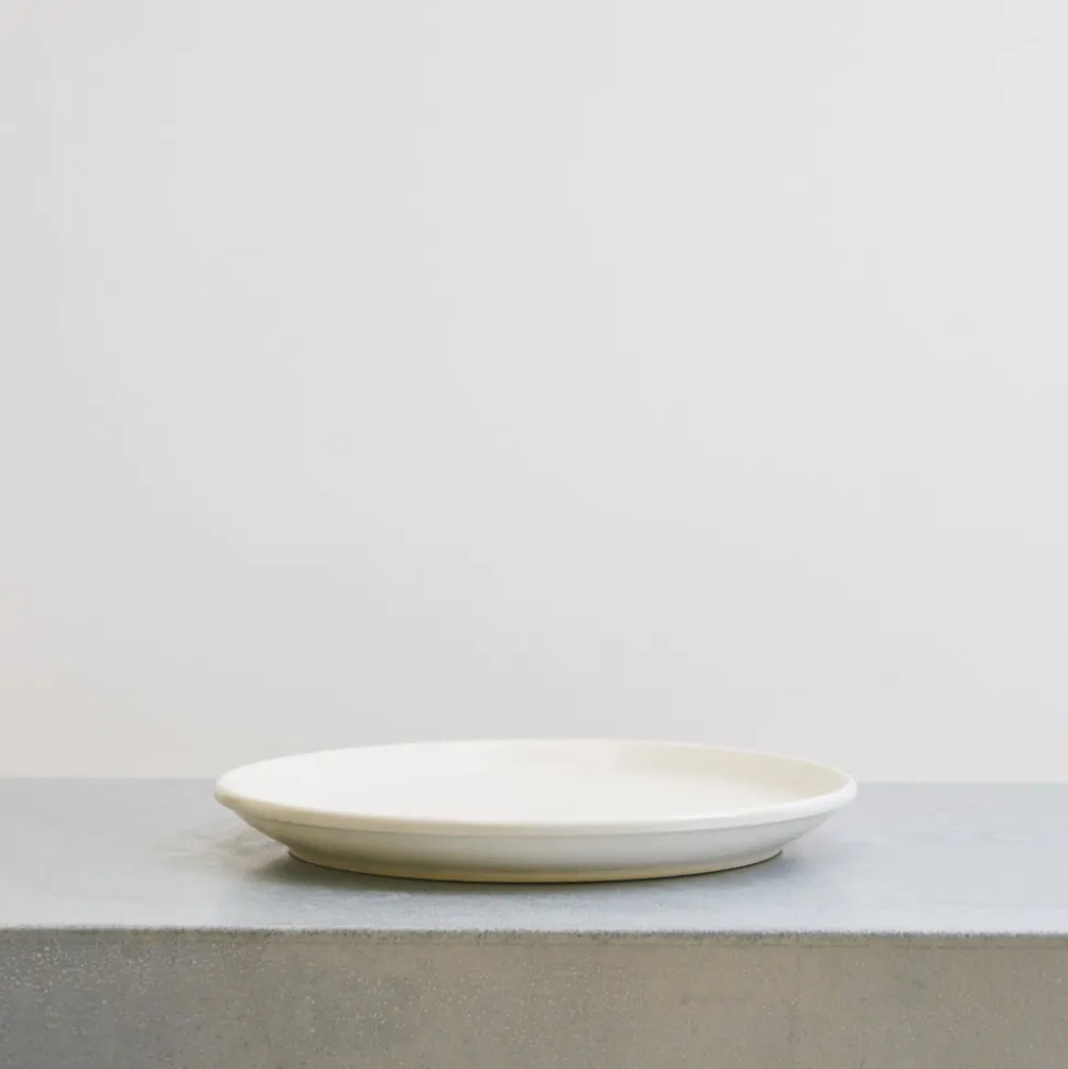Assiette plate en grès fin - Blanc