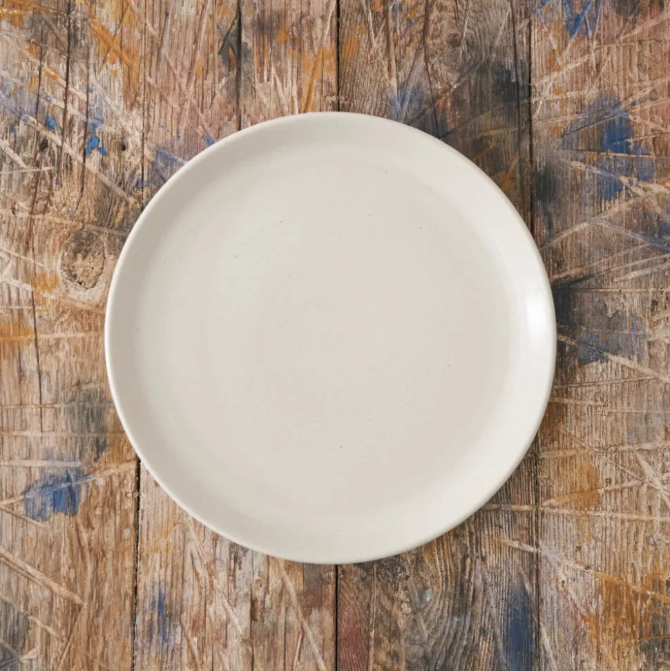 Assiette plate en grès fin - Blanc