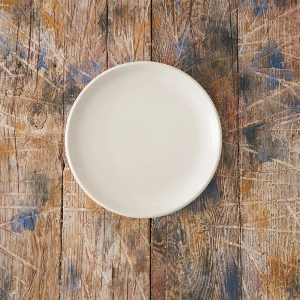 Assiette plate en grès fin - Blanc