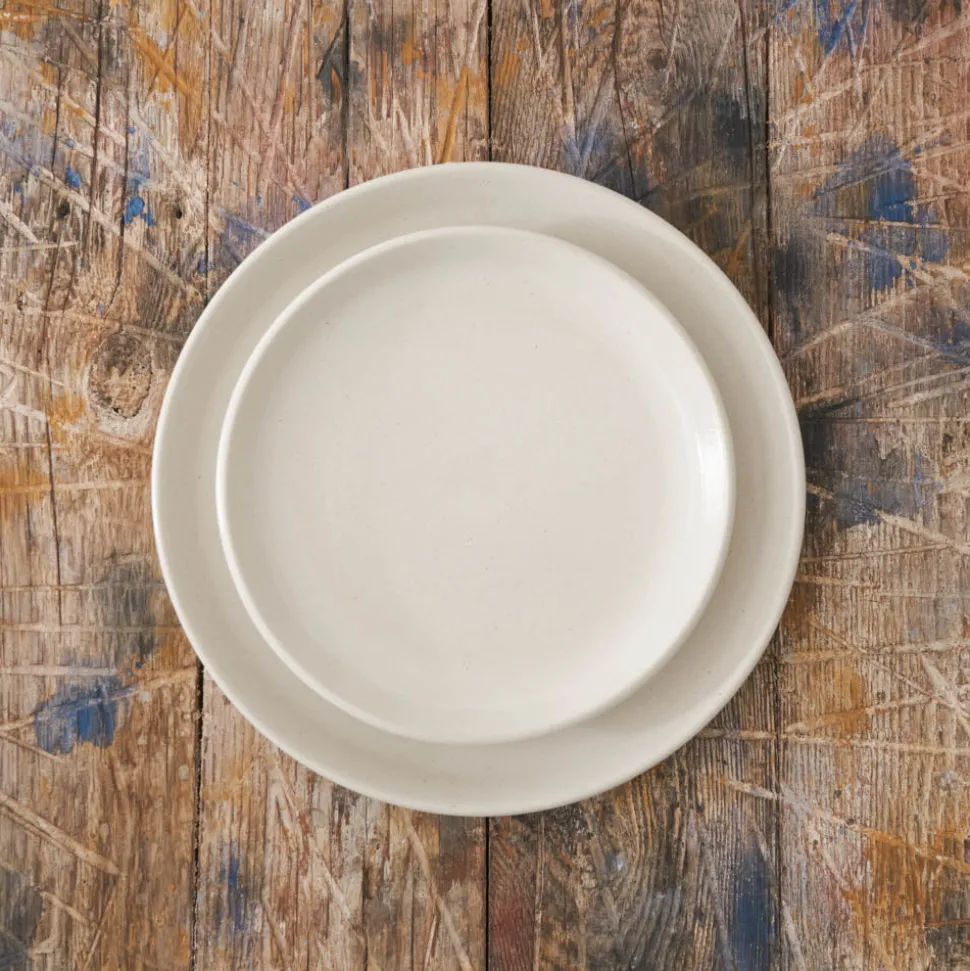 Assiette plate en grès fin - Blanc