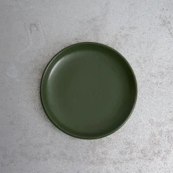 Assiette plate en grès fin - Kaki