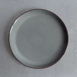 Assiette plate en grès émaillé Jaspe - Bleu