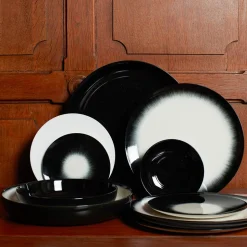 Assiette plate en porcelaine Ann Demeulemeester - Noir et blanc