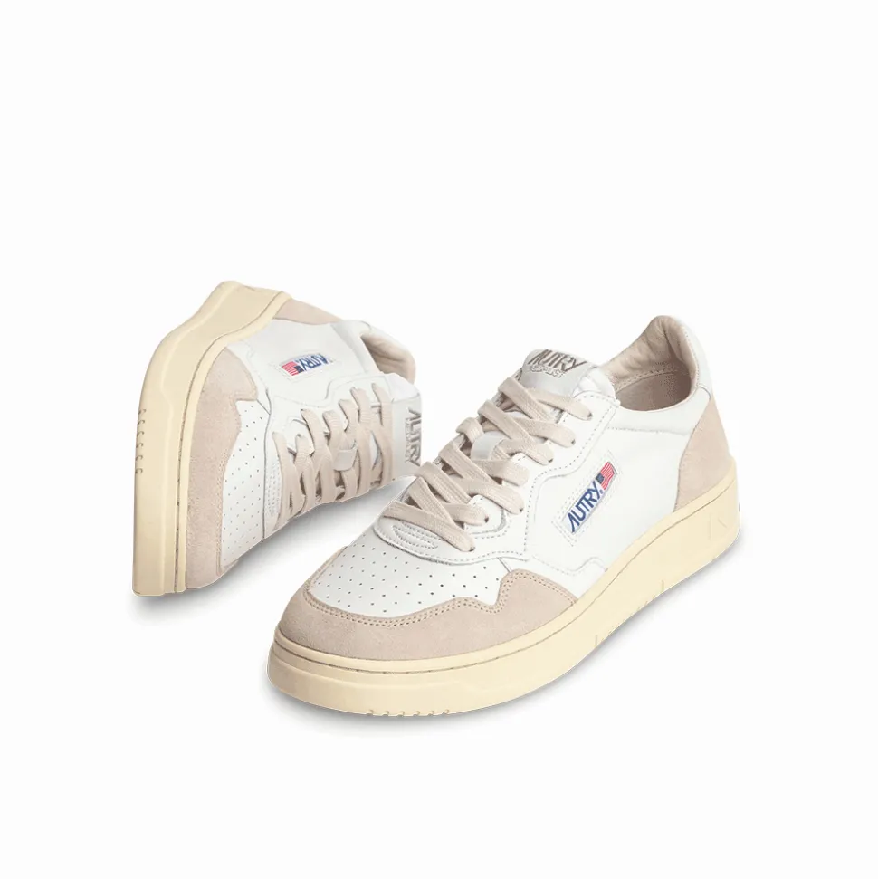 Autry - Baskets Medalist Low Suede - Blanc