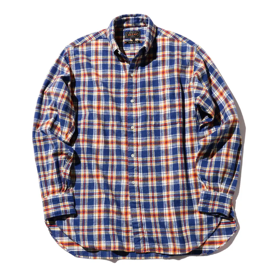 Beams Plus - Chemise Brushed Flannel - Bleu