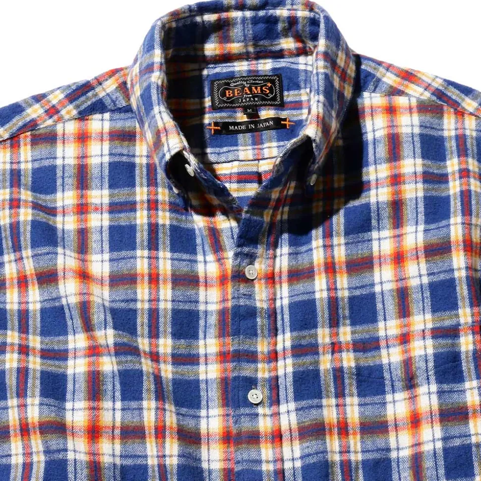 Beams Plus - Chemise Brushed Flannel - Bleu