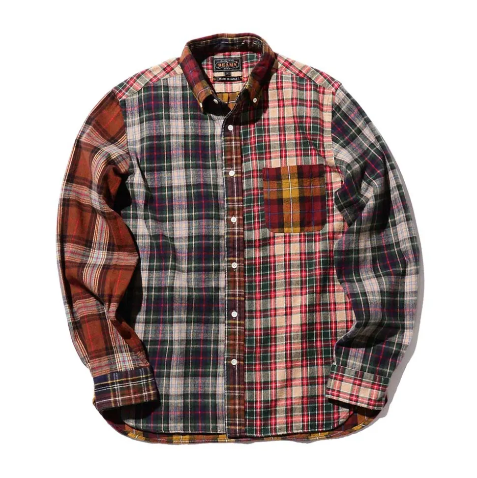 Beams Plus - Chemise Check Panel - Moutarde