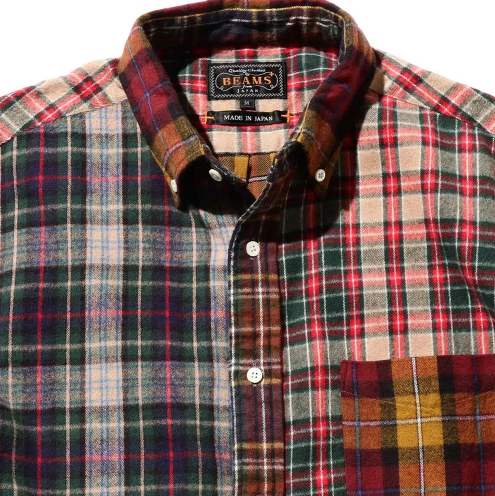Beams Plus - Chemise Check Panel - Moutarde