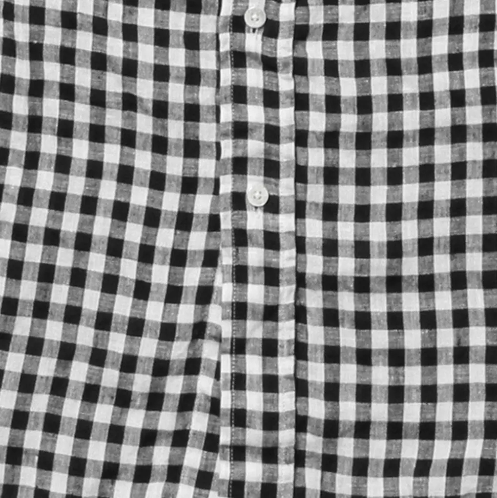 Beams Plus - Chemise Gingham Lin - Noir
