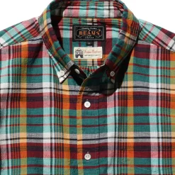 Beams Plus - Chemise Madras - Vert