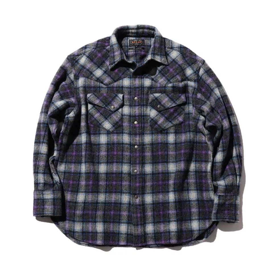Beams Plus - Chemise Western - Violet