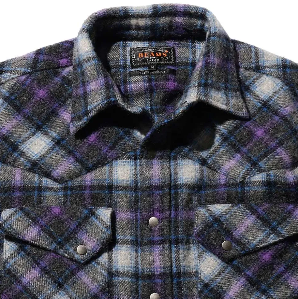 Beams Plus - Chemise Western - Violet