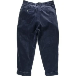 Beams Plus - Pantalon 2 Pleats Velours - Bleu