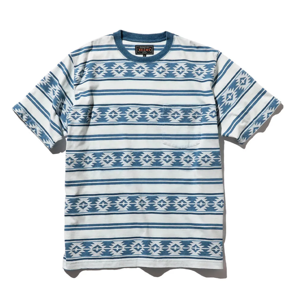 Beams Plus - T-shirt poche - Bleu