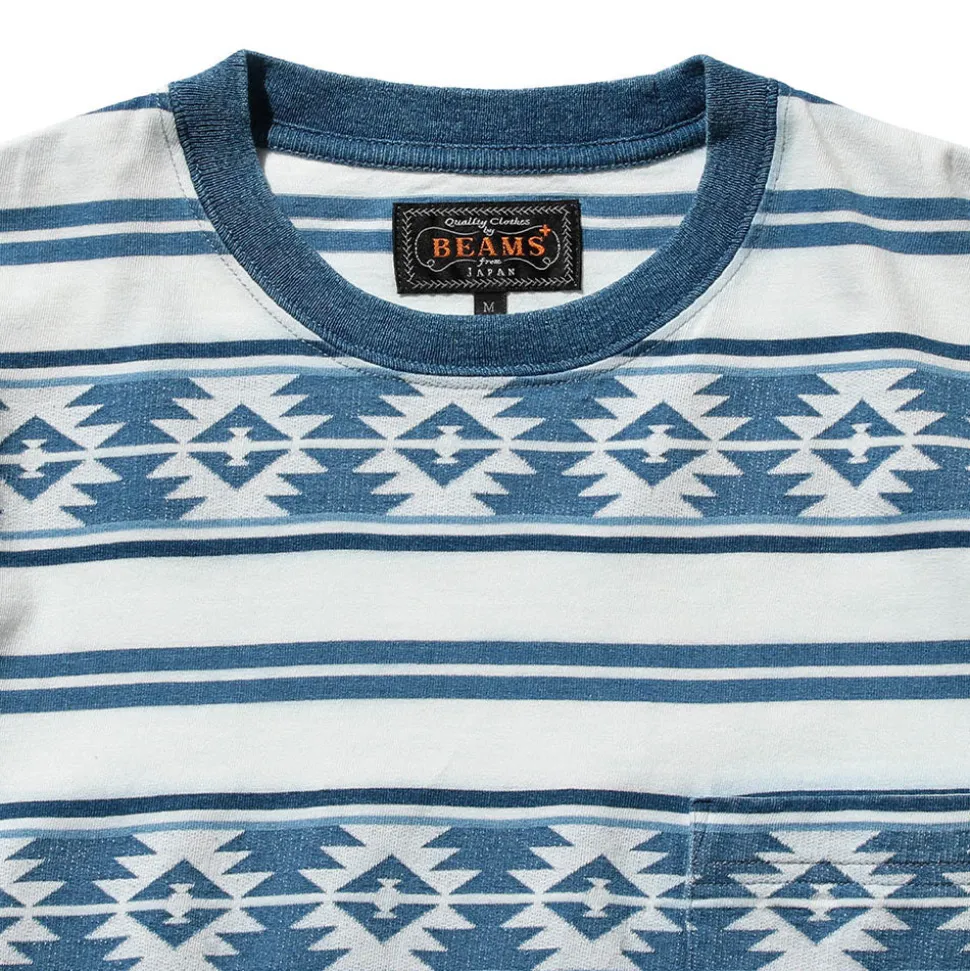 Beams Plus - T-shirt poche - Bleu