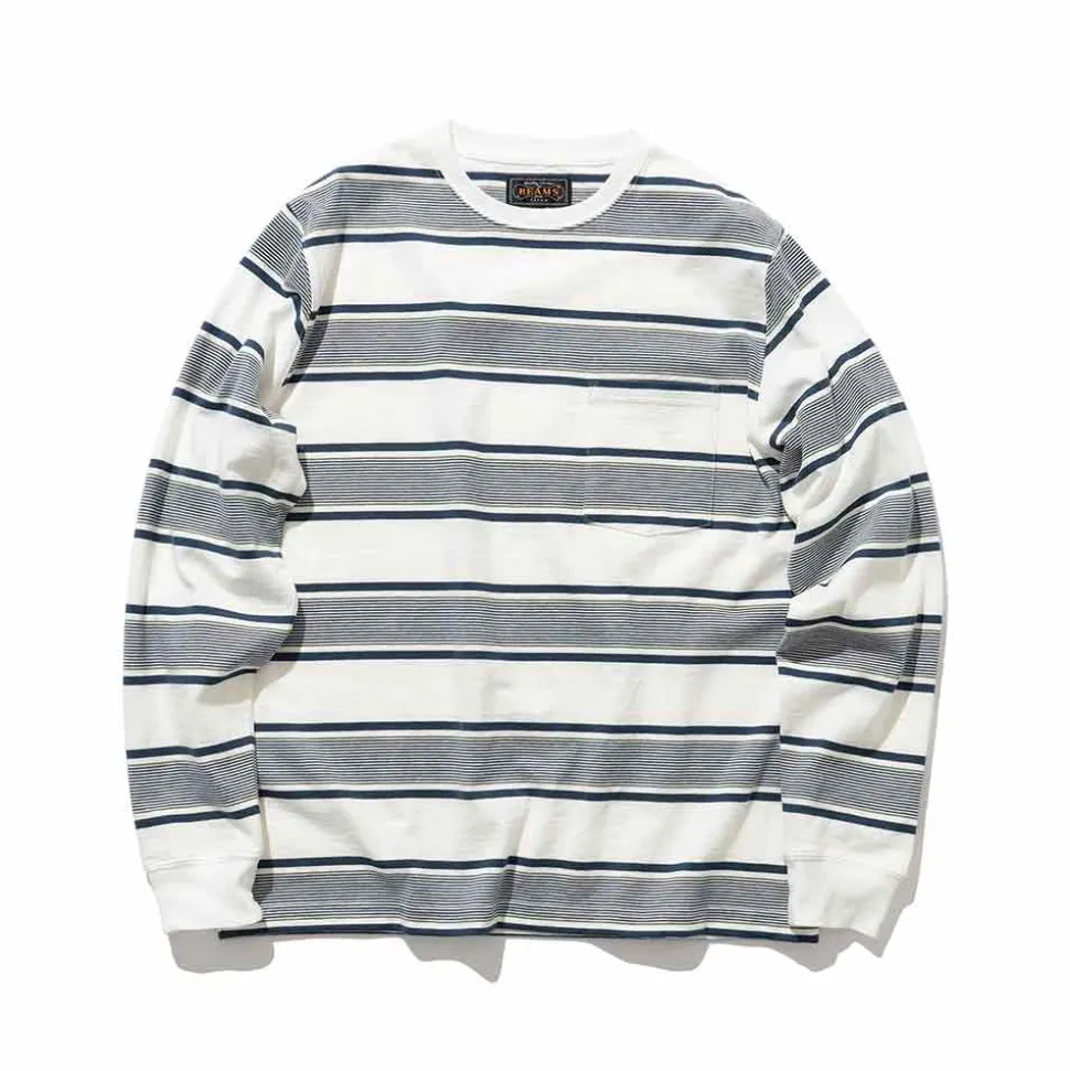 Beams Plus - T-shirt Stripe - Blanc