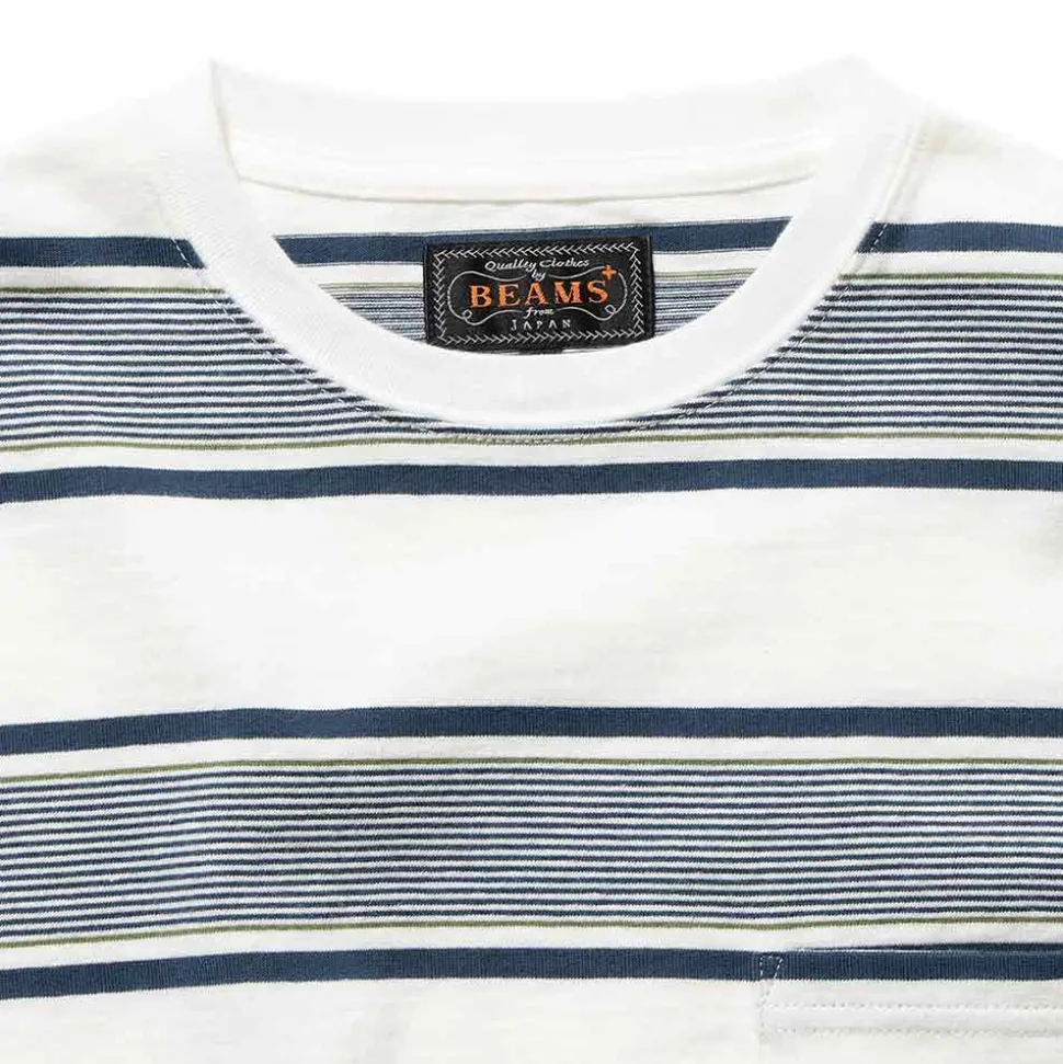 Beams Plus - T-shirt Stripe - Blanc