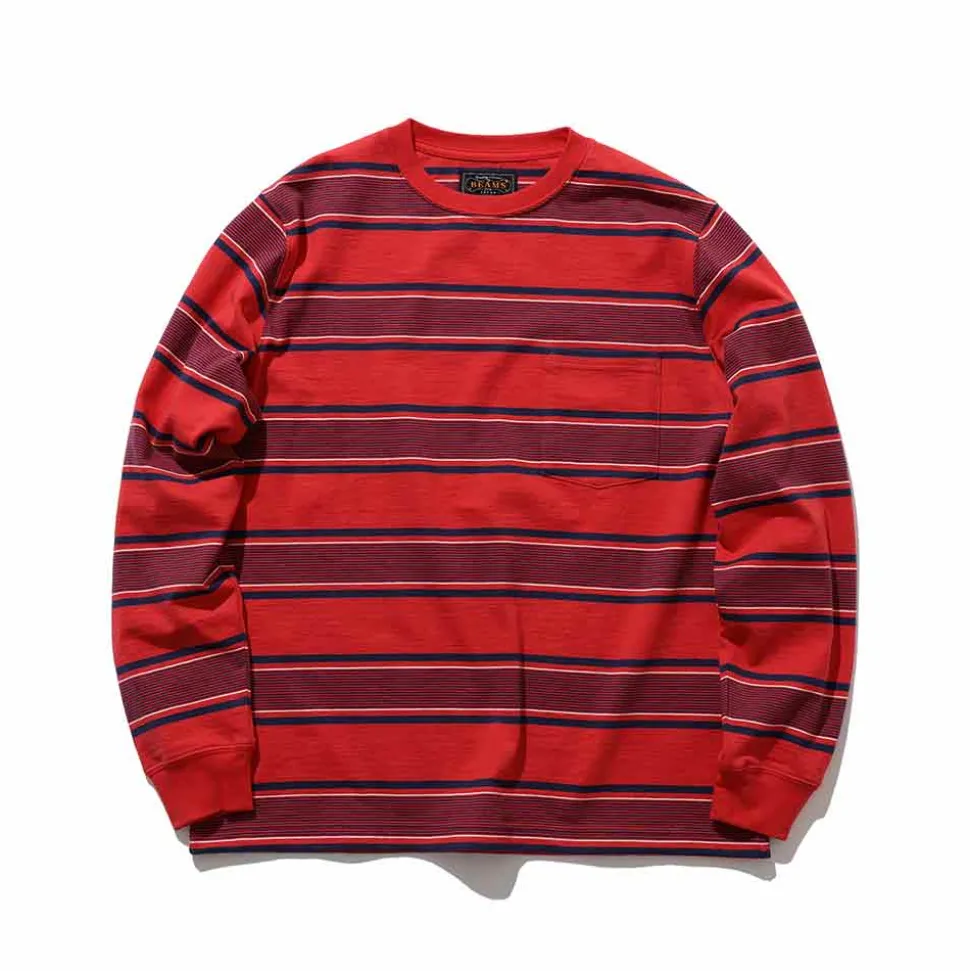Beams Plus - T-shirt Stripe - Rouge