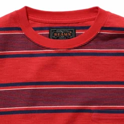 Beams Plus - T-shirt Stripe - Rouge