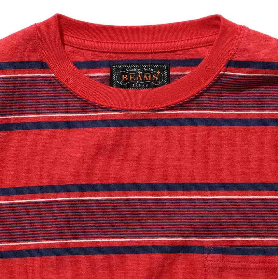 Beams Plus - T-shirt Stripe - Rouge