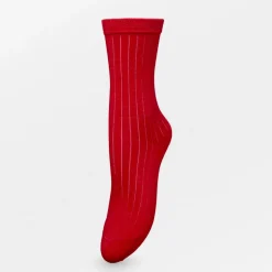 Becksöndergaard - Chaussettes Rib Glitter - Rouge
