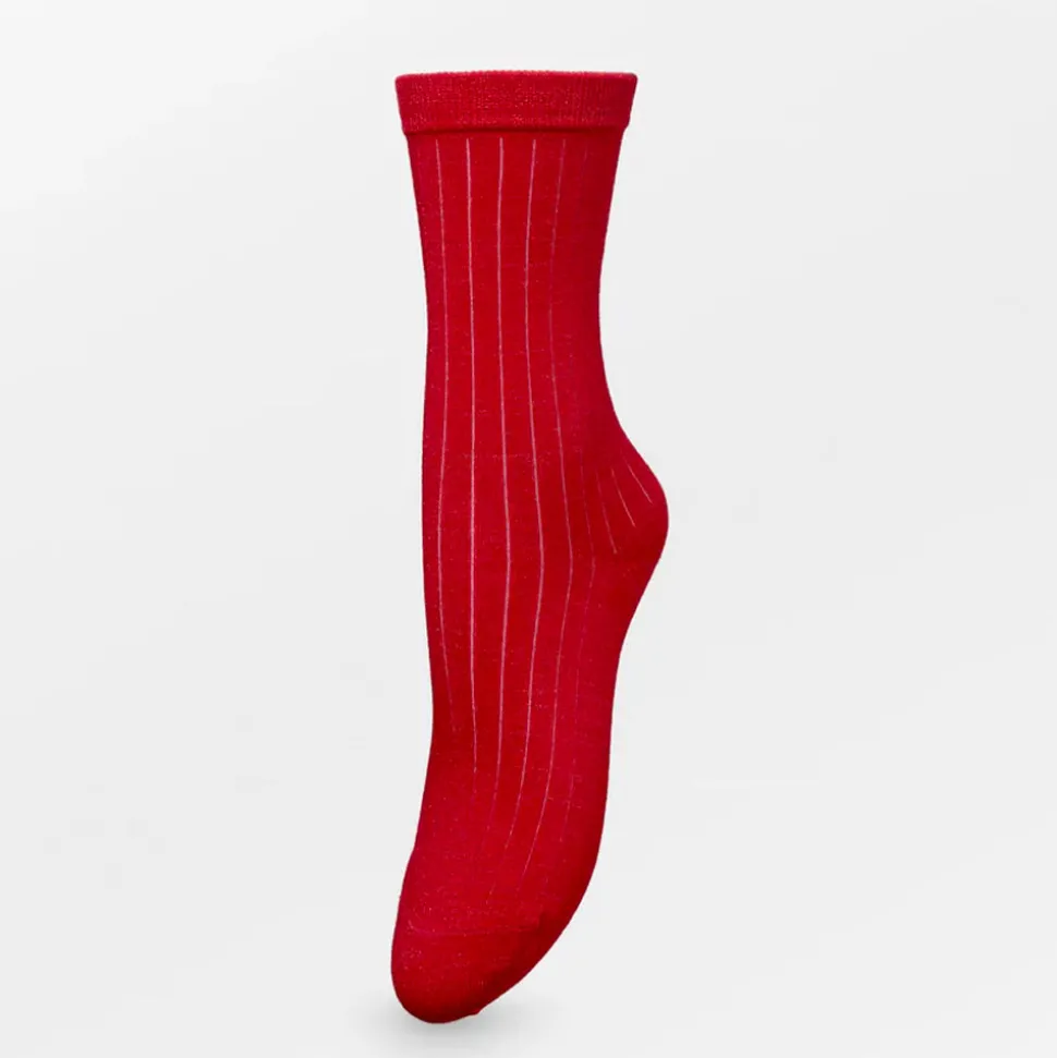 Becksöndergaard - Chaussettes Rib Glitter - Rouge