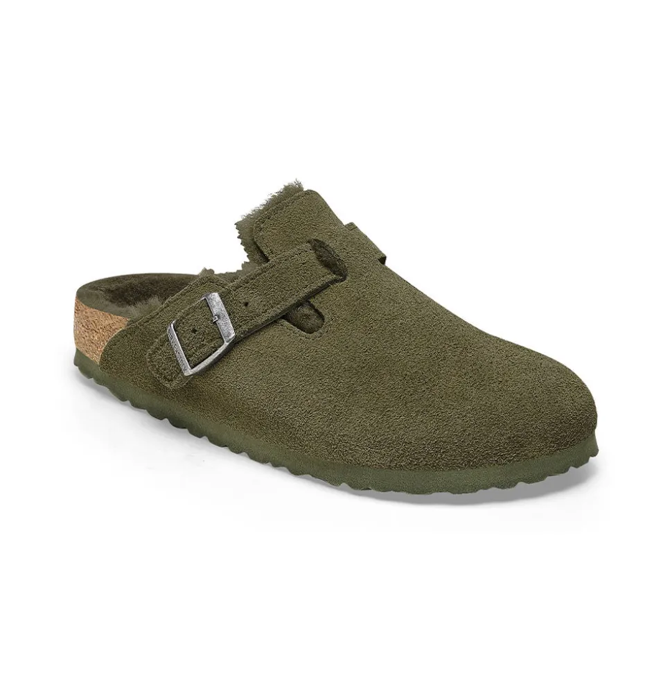 Birkenstock - Sabots Boston en Fourrure - Kaki
