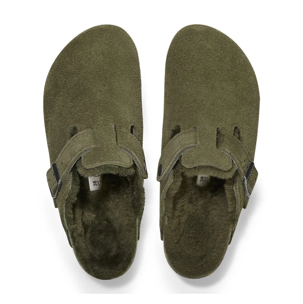 Birkenstock - Sabots Boston en Fourrure - Kaki