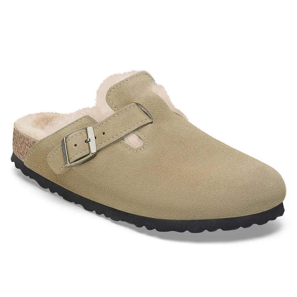 Birkenstock - Sabots Boston en Fourrure - Taupe
