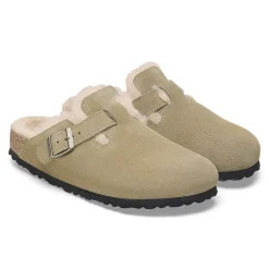 Birkenstock - Sabots Boston en Fourrure - Taupe