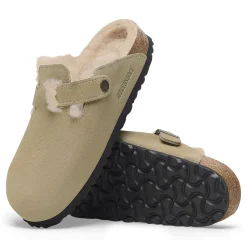 Birkenstock - Sabots Boston en Fourrure - Taupe